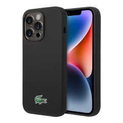 Lacoste для iPhone 15 Pro Max чехол Liquid silicone Croc Logo Hard Black (MagSafe)