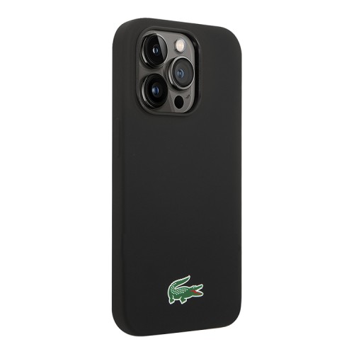 Lacoste для iPhone 15 Pro Max чехол Liquid silicone Croc Logo Hard Black (MagSafe)