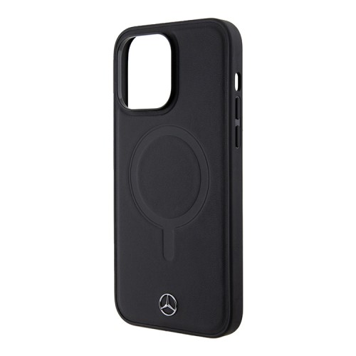 Mercedes для iPhone 14 Pro Max чехол Leather Plain Smooth with Ring Hard Black (MagSafe)