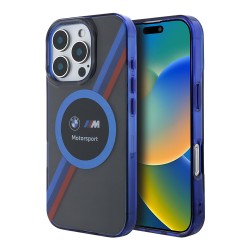 BMW для iPhone 16 Pro чехол Motorsport PC/TPU Circle&Tricolor, черный (MagSafe)