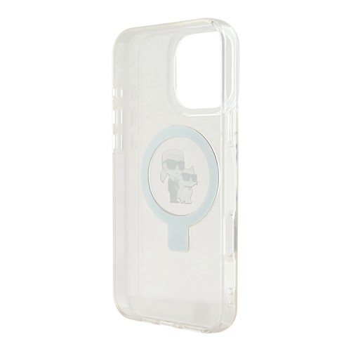 Karl Lagerfeld для iPhone 16 Pro чехол PC/TPU + Ring stand NFT Karl & Choupette Hard Transparent (MagSafe)