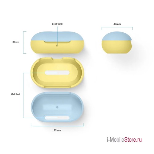 Силиконовый чехол Elago Silicone case для Galaxy Buds|Buds+, желтый/голубой
