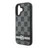 DKNY для iPhone 16 чехол PU Checkered Printed stripes Metal logo Hard Black