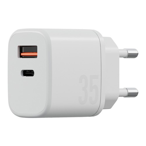 Energea СЗУ Bazic GoPort Velox Kit GaN35, USB-C+USB-A +кабель Weave USB-C to C 1.5m Vanilla
