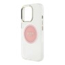 Guess для iPhone 16 Pro чехол PC/TPU Middle Colored Ring Metal Cam Hard Transp/Pink (MagSafe)