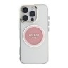 Guess для iPhone 16 Pro чехол PC/TPU Middle Colored Ring Metal Cam Hard Transp/Pink (MagSafe)