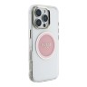 Guess для iPhone 16 Pro чехол PC/TPU Middle Colored Ring Metal Cam Hard Transp/Pink (MagSafe)