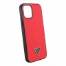 Чехол Guess Saffiano Triangle Metal logo Hard для iPhone 12 Pro Max, красный