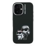 Karl Lagerfeld для iPhone 16 чехол Liquid Silicone Sketch Karl&Choupette Black (MagSafe)