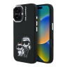 Karl Lagerfeld для iPhone 16 чехол Liquid Silicone Sketch Karl&Choupette Black (MagSafe)