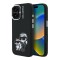 Karl Lagerfeld для iPhone 16 чехол Liquid Silicone Sketch Karl&Choupette Black (MagSafe)