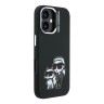 Karl Lagerfeld для iPhone 16 чехол Liquid Silicone Sketch Karl&Choupette Black (MagSafe)