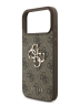 Guess для iPhone 17 Pro Max чехол PU 4G Big metal logo Hard + Pearl Hand Strap Brown