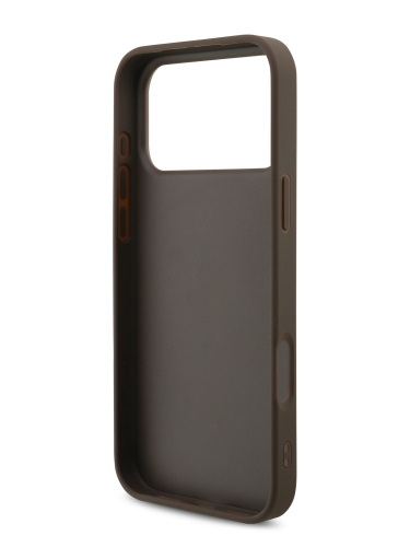 Guess для iPhone 17 Pro Max чехол PU 4G Big metal logo Hard + Pearl Hand Strap Brown
