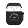 Чехол Karl Lagerfeld Silicone RSG logo с кольцом для Airpods 1/2, черный