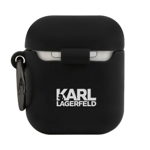 Чехол Karl Lagerfeld Silicone RSG logo с кольцом для Airpods 1/2, черный