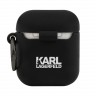 Чехол Karl Lagerfeld Silicone RSG logo с кольцом для Airpods 1/2, черный