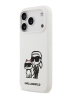 Karl Lagerfeld для iPhone 17 Pro чехол Liquid Silicone Sketch Karl & Choupette Hard White (MagSafe)