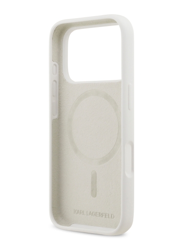 Karl Lagerfeld для iPhone 17 Pro чехол Liquid Silicone Sketch Karl & Choupette Hard White (MagSafe)