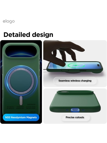 Elago для iPhone Air чехол Magnetic Silicone Alpine Green (MagSafe)