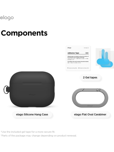 Elago для AirPods Pro 3 чехол Silicone Hang case Black