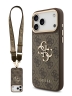 Guess для iPhone 17 Pro Max чехол Crossbody PU 4G Big metal logo Gold camera Hard + Strap Brown