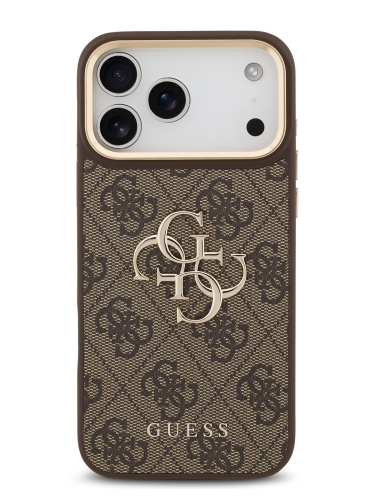 Guess для iPhone 17 Pro Max чехол Crossbody PU 4G Big metal logo Gold camera Hard + Strap Brown