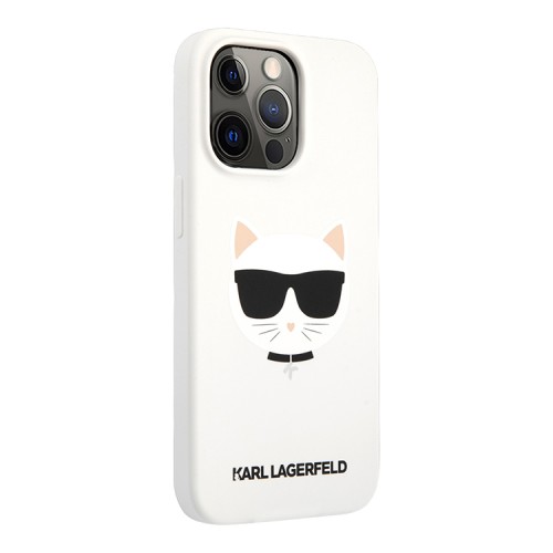 Чехол Karl Lagerfeld Liquid silicone Choupette Hard для iPhone 13 Pro Max, белый