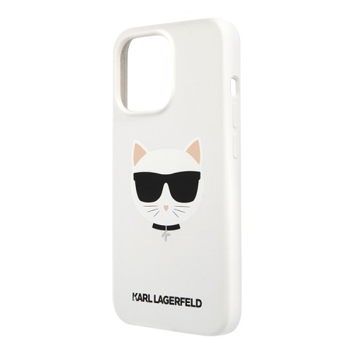 Чехол Karl Lagerfeld Liquid silicone Choupette Hard для iPhone 13 Pro Max, белый