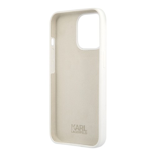 Чехол Karl Lagerfeld Liquid silicone Choupette Hard для iPhone 13 Pro Max, белый
