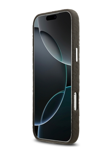 Karl Lagerfeld для iPhone 17 Pro чехол PU Full Wrapped Repeated logo Metal Cam Hard Brown (MagSafe)