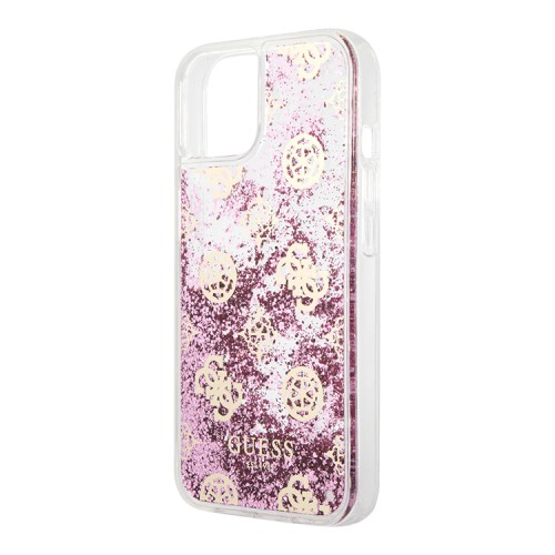 Чехол Guess Liquid Glitter Peony Hard для iPhone 13 mini, розовый