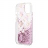 Чехол Guess Liquid Glitter Peony Hard для iPhone 13 mini, розовый