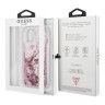 Чехол Guess Liquid Glitter Peony Hard для iPhone 13 mini, розовый