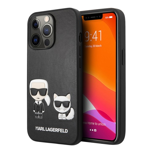 Чехол Lagerfeld PU Karl & Choupette Hard для iPhone 13 Pro, черный