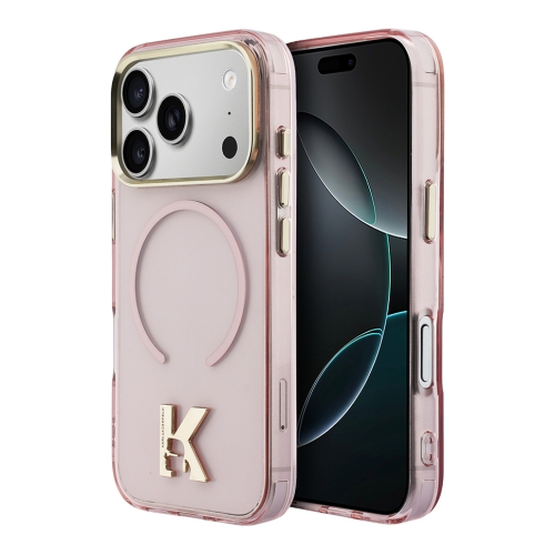Karl Lagerfeld для iPhone 17 Pro чехол IML K HEAD Metal logo & Camera прозрачный/розовый (MagSafe)
