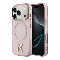 Karl Lagerfeld для iPhone 17 Pro чехол IML K HEAD Metal logo &amp; Camera Hard Pink (MagSafe)