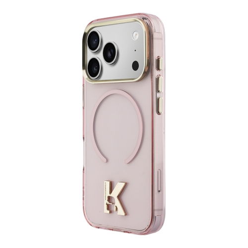Karl Lagerfeld для iPhone 17 Pro чехол IML K HEAD Metal logo & Camera прозрачный/розовый (MagSafe)