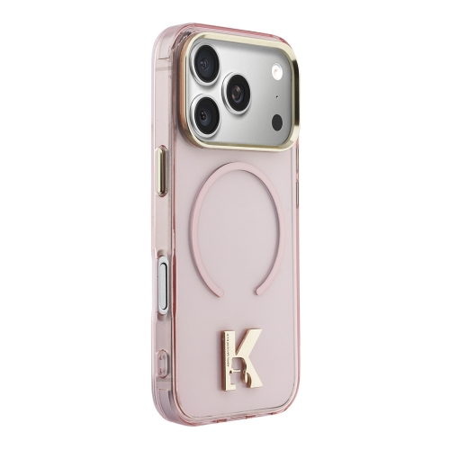 Karl Lagerfeld для iPhone 17 Pro чехол IML K HEAD Metal logo & Camera прозрачный/розовый (MagSafe)