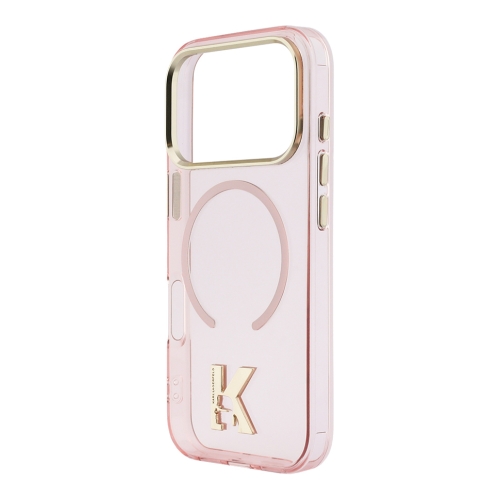 Karl Lagerfeld для iPhone 17 Pro чехол IML K HEAD Metal logo & Camera прозрачный/розовый (MagSafe)