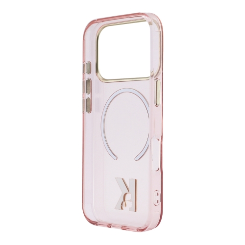 Karl Lagerfeld для iPhone 17 Pro чехол IML K HEAD Metal logo & Camera прозрачный/розовый (MagSafe)
