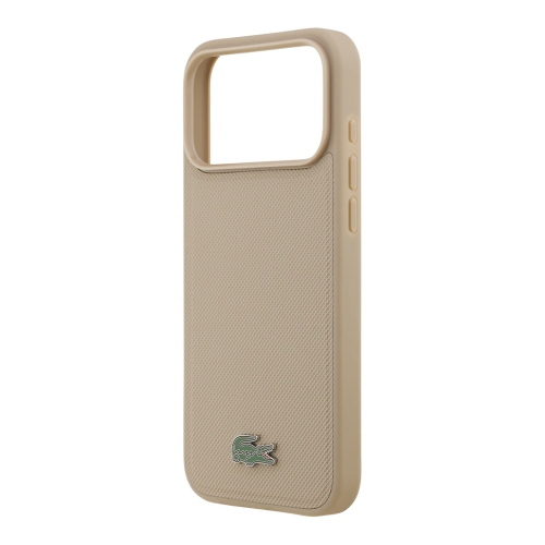 Lacoste для iPhone 17 Pro чехол PVC Lacquer Metal logo Hard Taupe (MagSafe)