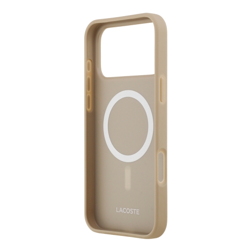 Lacoste для iPhone 17 Pro чехол PVC Lacquer Metal logo Hard Taupe (MagSafe)