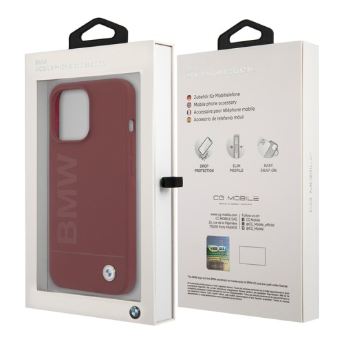 Чехол BMW Signature Liquid Silicone Laser logo для iPhone 13 Pro, красный (Magsafe)