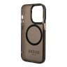 Чехол Guess Metal outline Hard Translucent для iPhone 14 Pro Max, черный/золотой (MagSafe)
