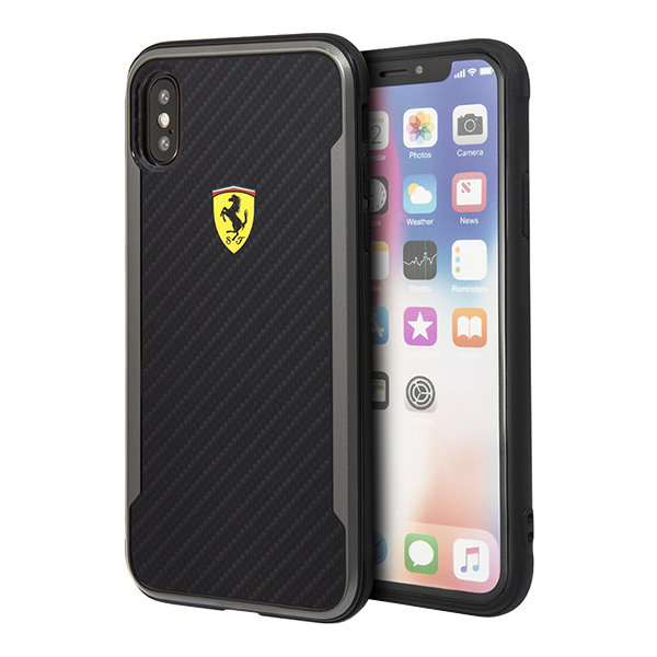 Чехол Ferrari On track Racing Shield Printed Carbon Effect Hard для iPhone XS Max, черный