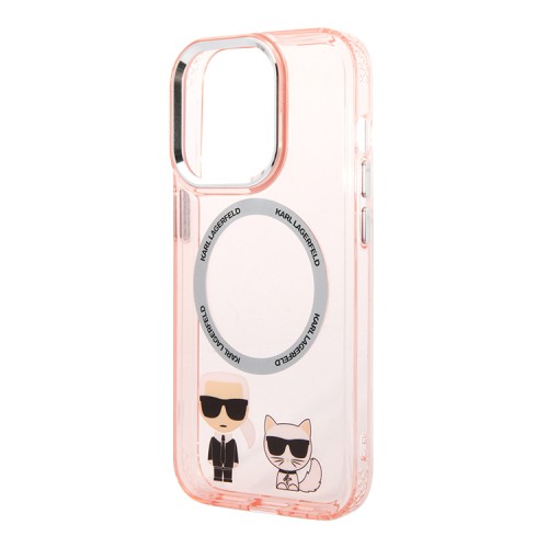 Чехол Lagerfeld Karl&Choupette Hard для iPhone 14 Pro, розовый (MagSafe)