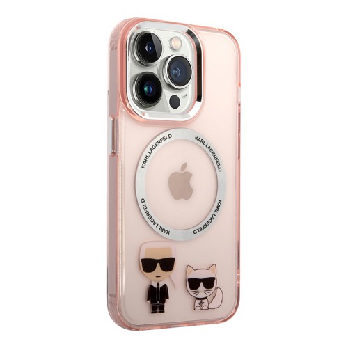 Чехол Lagerfeld Karl&Choupette Hard для iPhone 14 Pro, розовый (MagSafe)