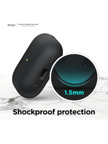 Чехол Elago Liquid case with Round strap для AirPods Pro 2, черный