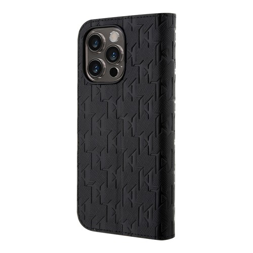 Чехол Lagerfeld PU Saffiano Monogram Booktype для iPhone 13 Pro Max, черный